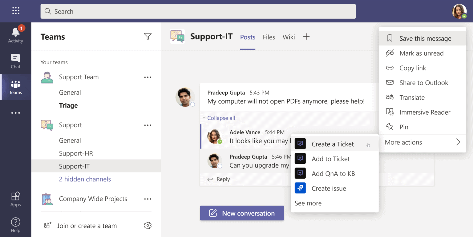 Microsoft Teams Ticketing System | Tikit.AI